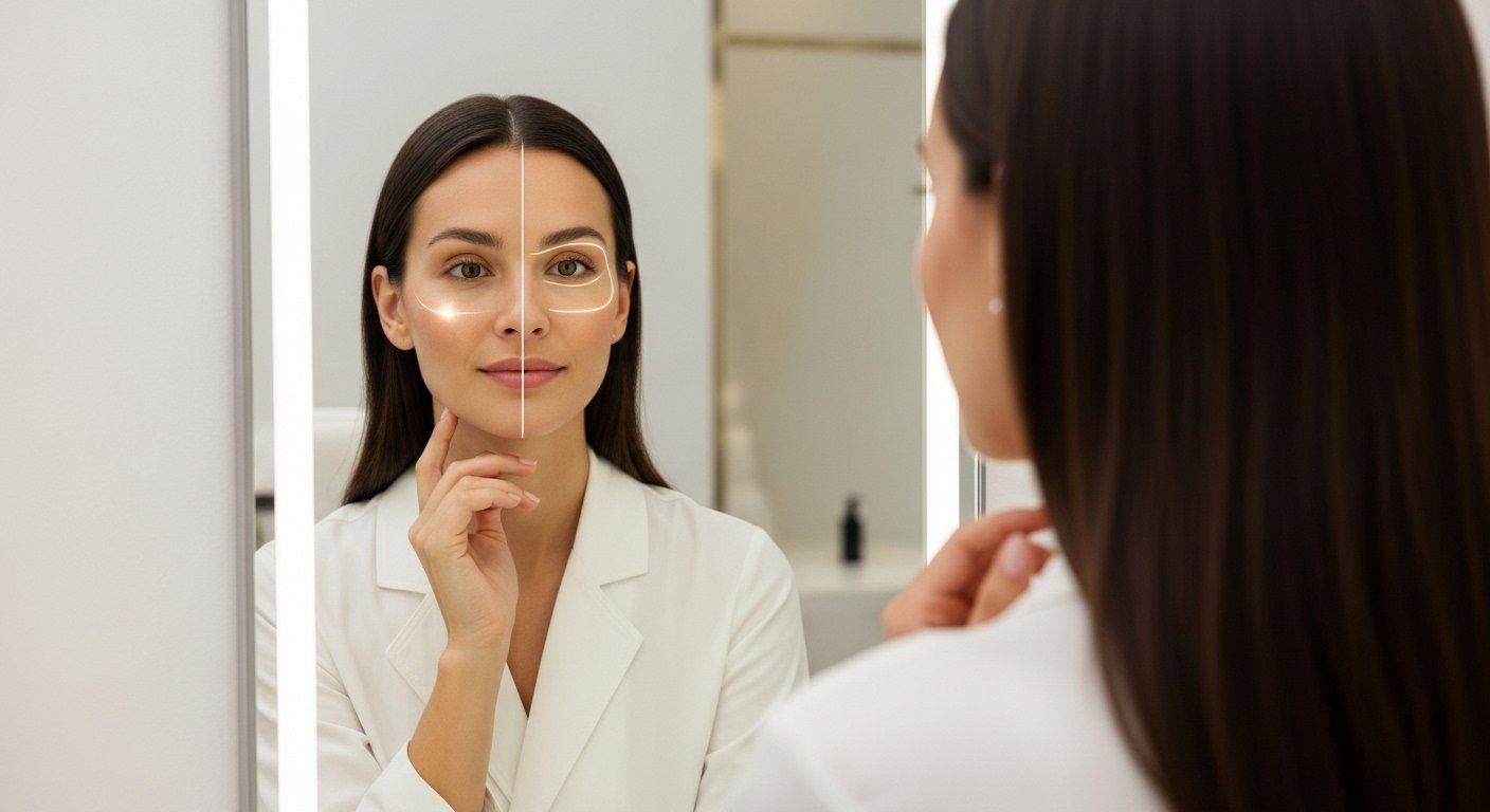 Natural-looking aesthetic treatment results with glowing skin showing long-lasting improvement in a modern clinic setting