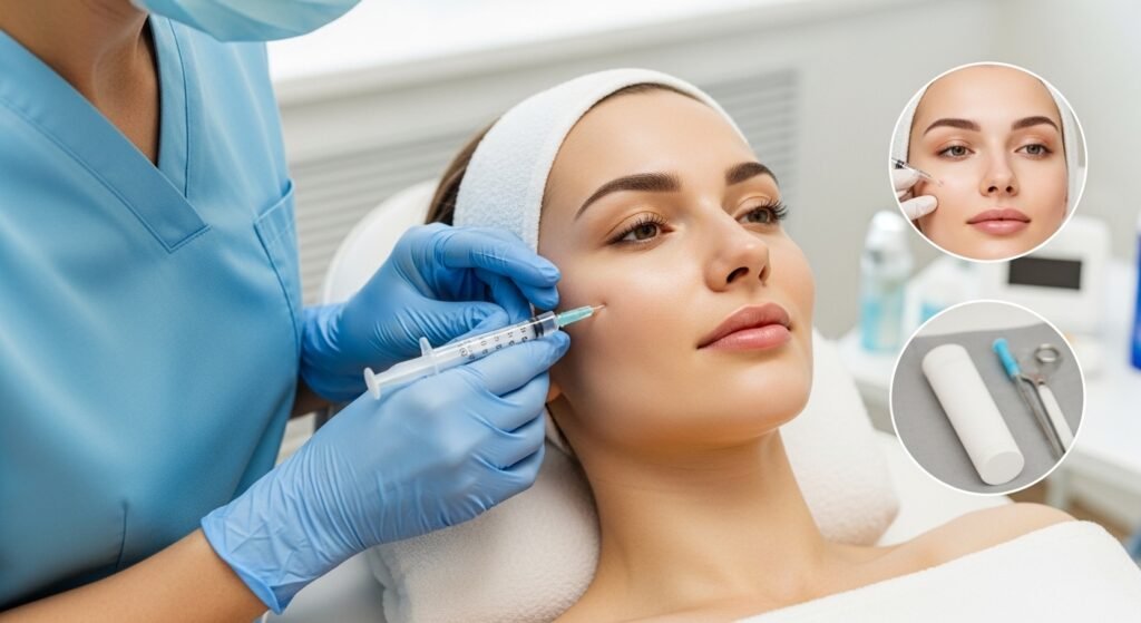 Non-surgical aesthetic treatment improving skin texture, facial volume, and contours with natural, subtle results in a clinical setting
